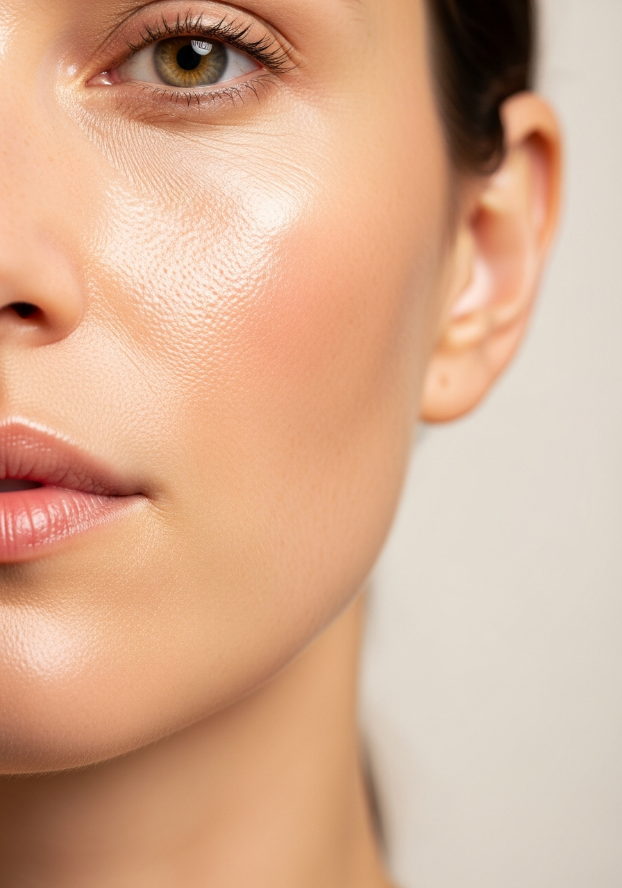 Close-up van een gezonde glanzende huid na behandeling